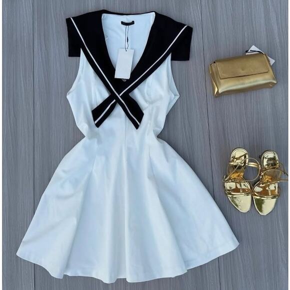 ZARA BLOGGER FAVE!!! Short Dress with Contrast Collar NWT - Picture 16 of 16